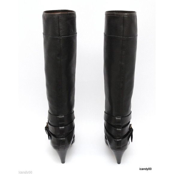 Cynthia Rowley LAINEY Tall Knee High Leather Boot Shoe Heel Black 6/7/7.5 New - Picture 5 of 11